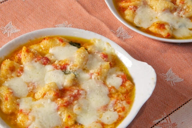 Gnocchi alla sorrentina (Potato Gnocchi with Tomato Sauce and Mozzarella)